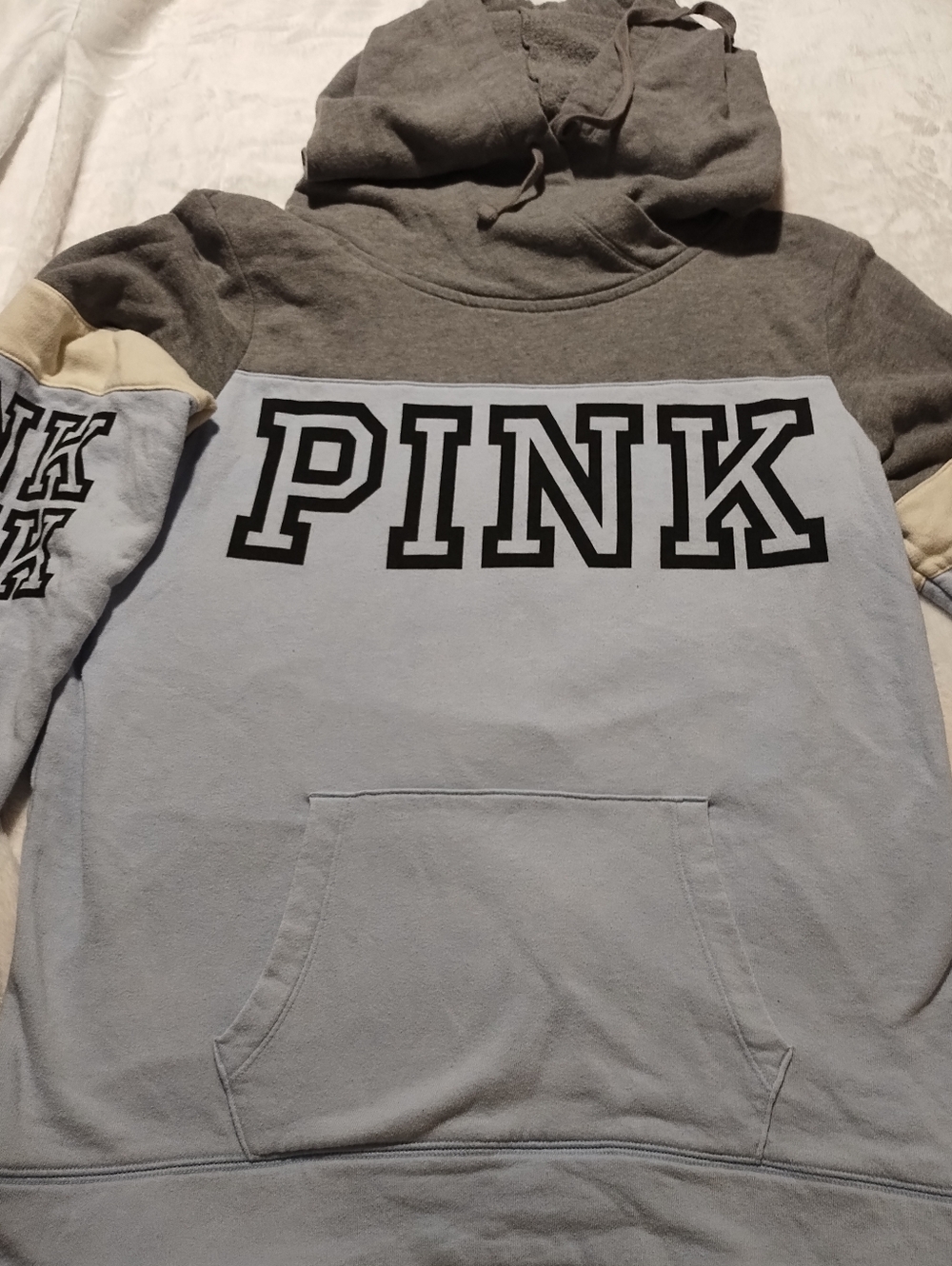 Victoria's Secret PINK Grey & Light Blue Hooded Pullover